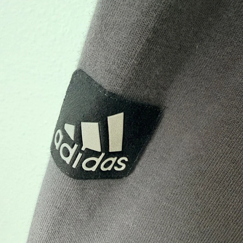 Adidas Basketball League Hoodie Mens Medium Black Gray 3/4 Sleeve Spell-out Hood